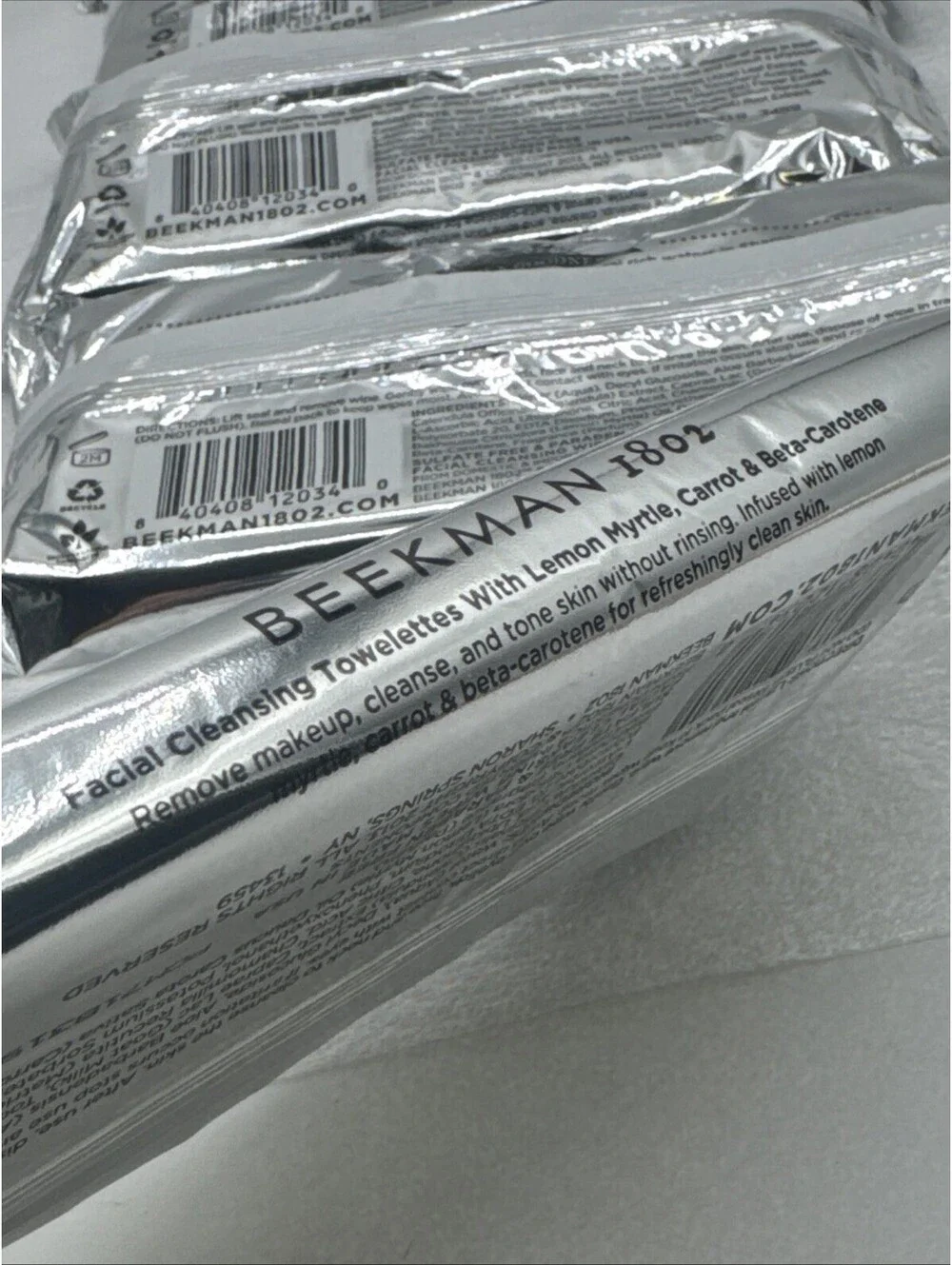 Beekman 1802 Facial Cleansing Wipes~5 PACKS of 30 Fresh Air Lemon Myrtle, Carrot